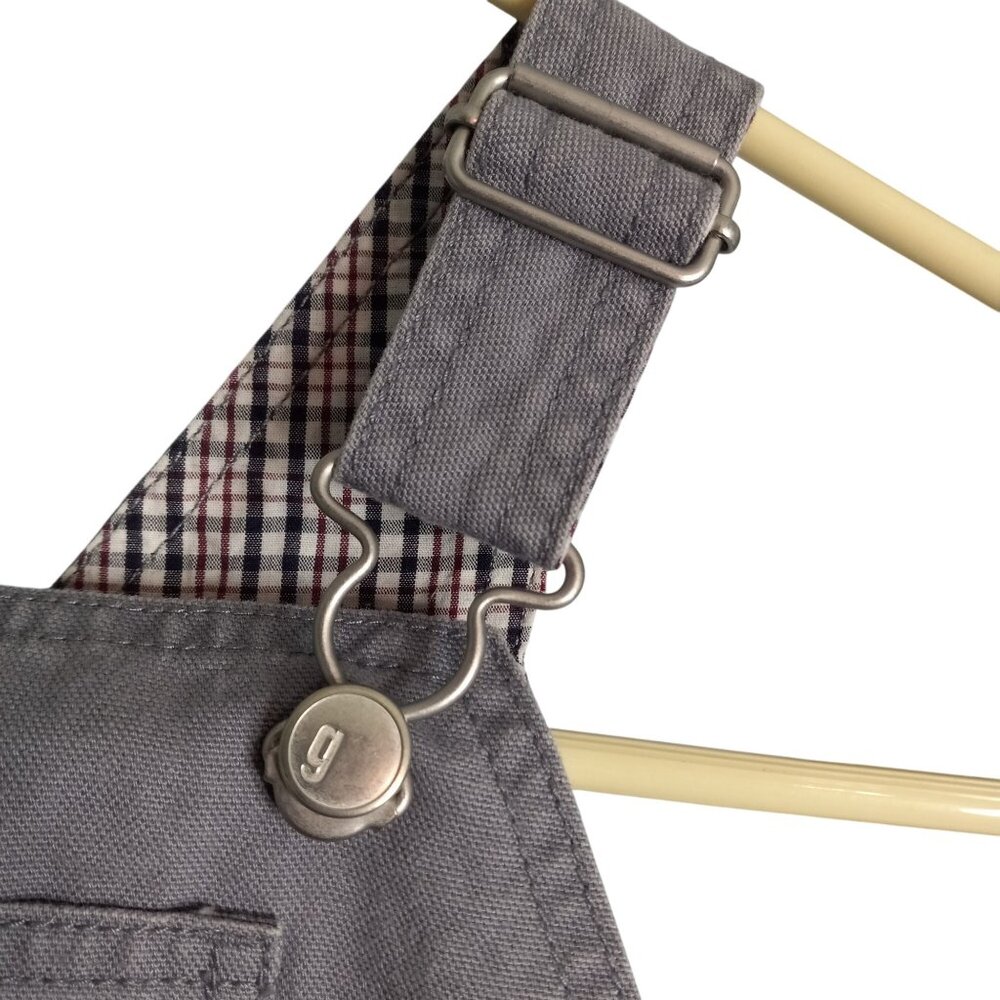 Gymboree Size 12 18 Mos Shortalls Infant Cargo Gray Plaid Cotton Rhino Patch NEW - Picture 4 of 7